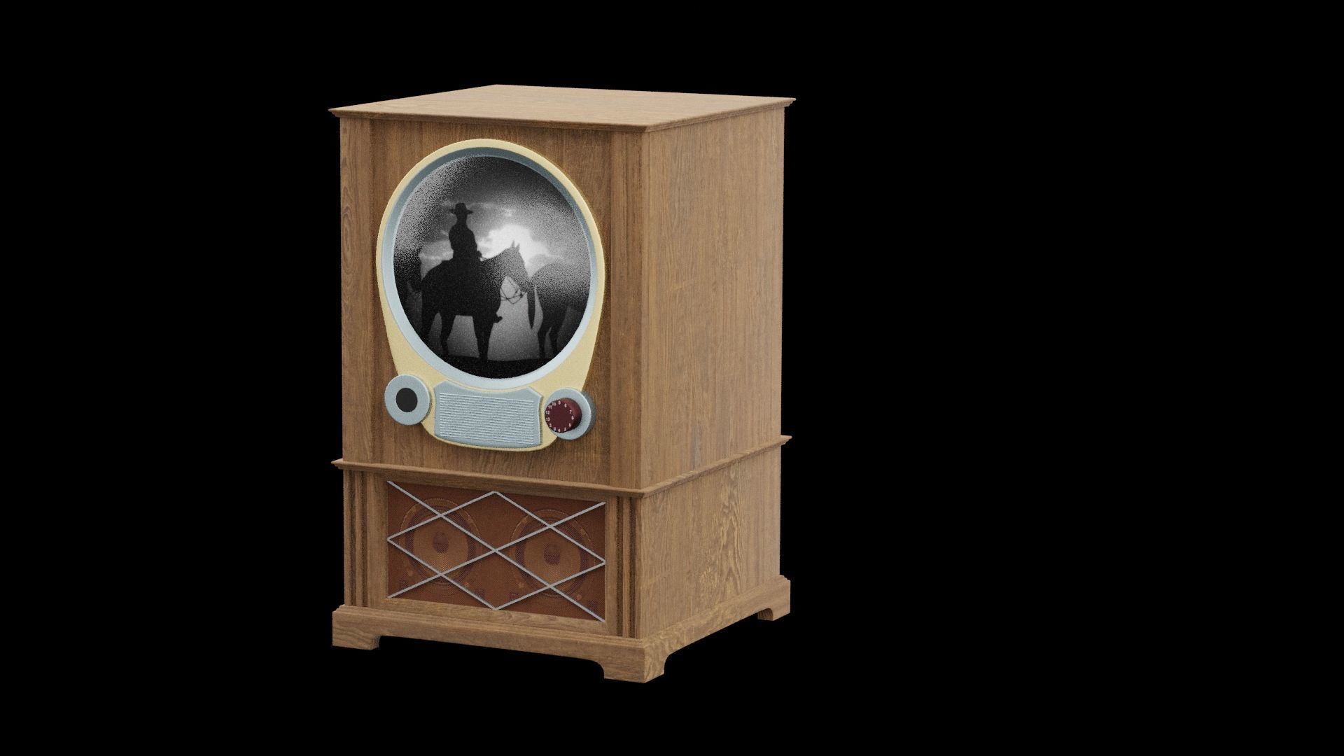 Old Vintage TV Working Low-poly 3D model_2