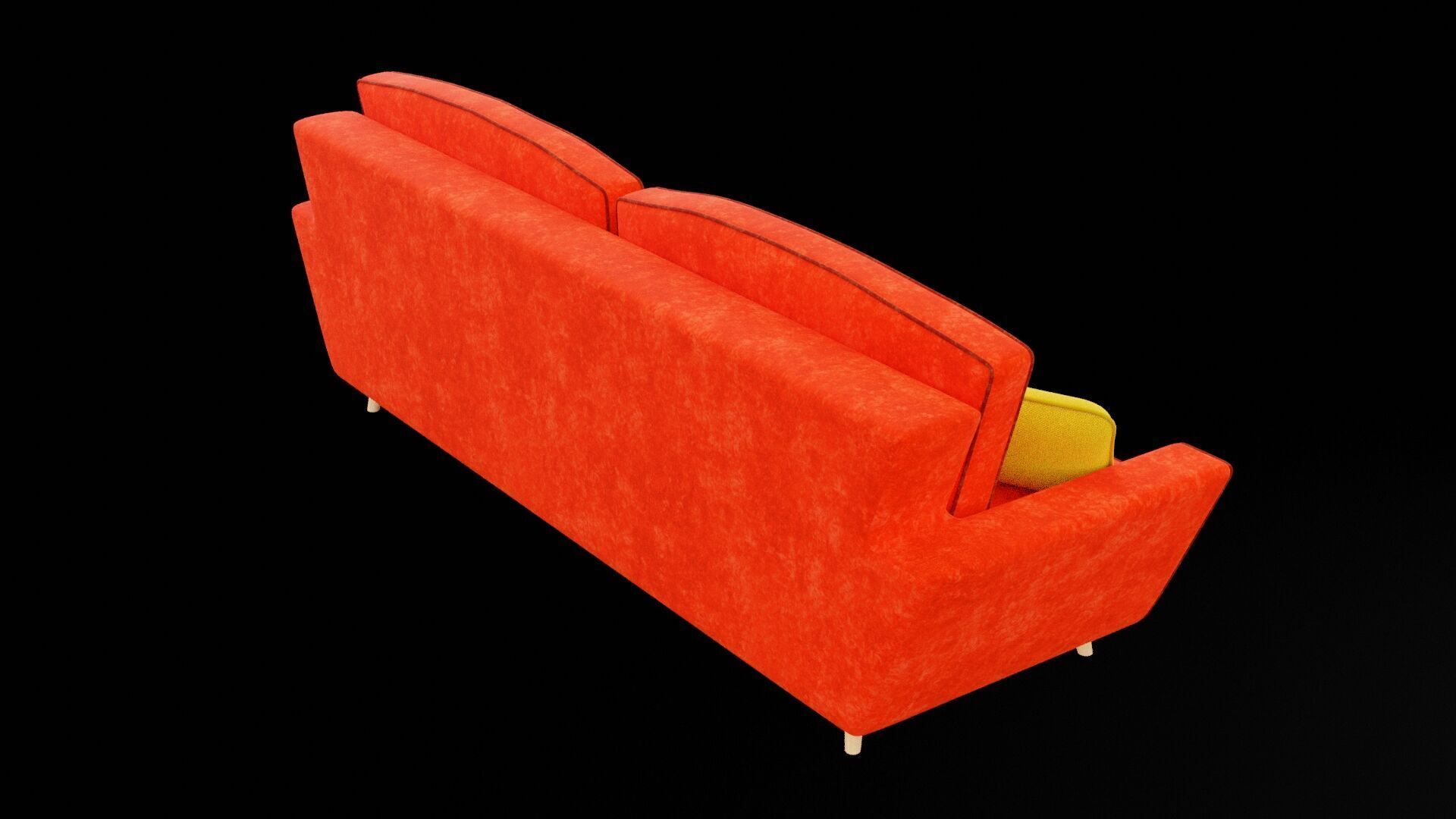 Red Sofa with Five Decorative Pillows Low-poly 3D model_7
