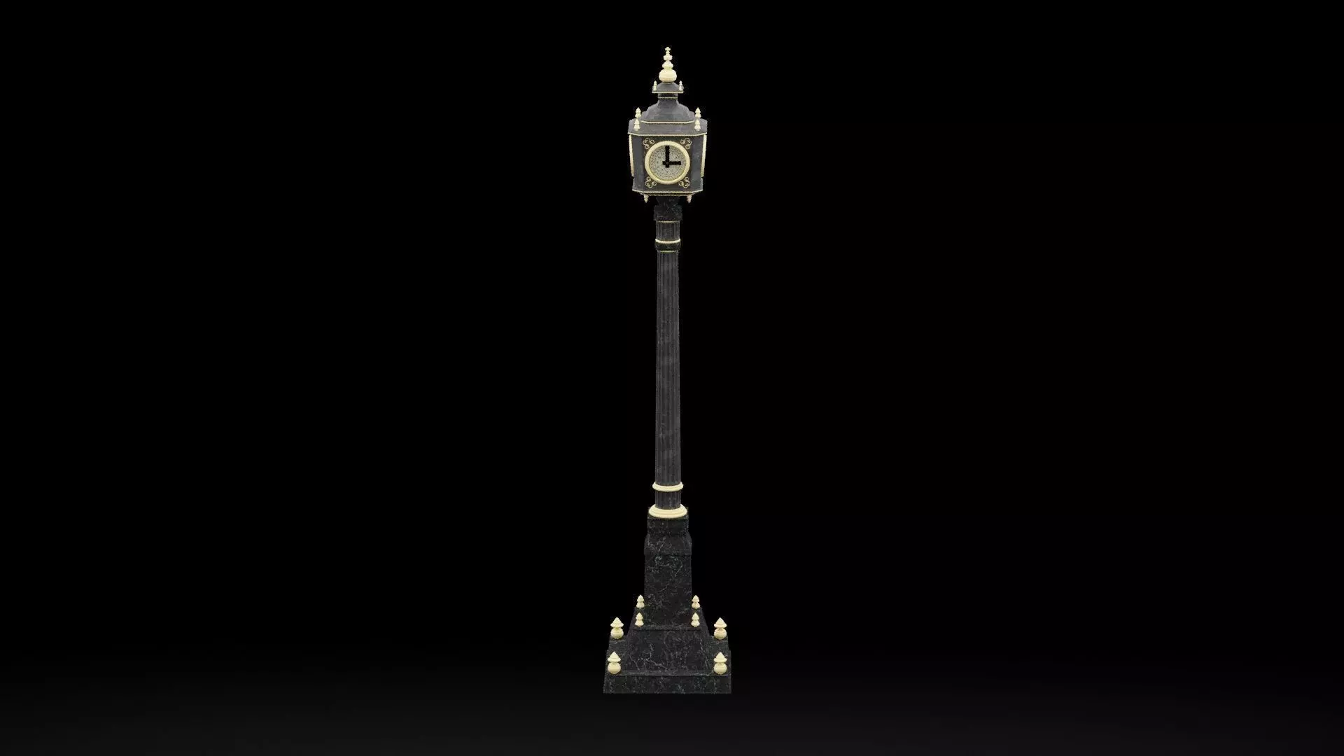 Fancy Street Clock Low-poly 3D model