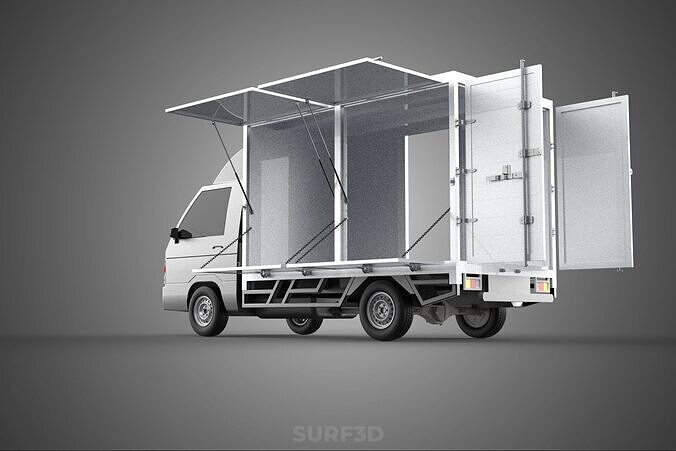 CAR MOBILE SHOP FOOD TRUCK VEHICLE VAN RETAIL CATERING OPEN DOOR 3D model 7