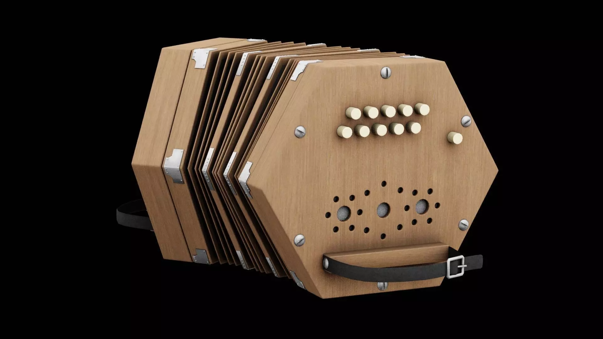 Concertina Instrument Low-poly 3D model