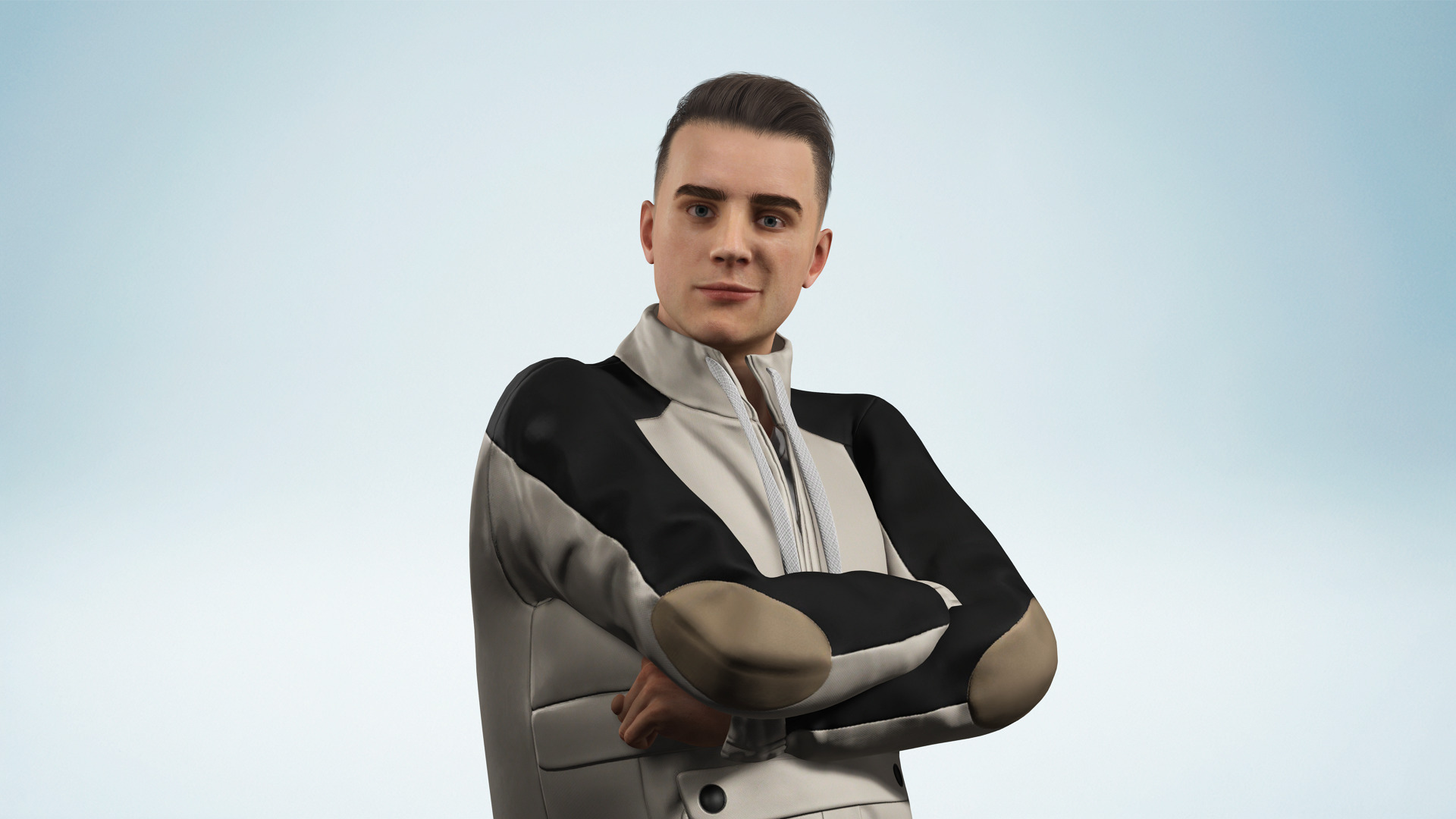 Handsome Modern Realistic Young Man 3D Rigged Low-poly 3D model_1