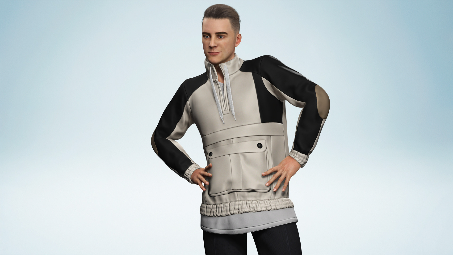 Handsome Modern Realistic Young Man 3D Rigged Low-poly 3D model_10