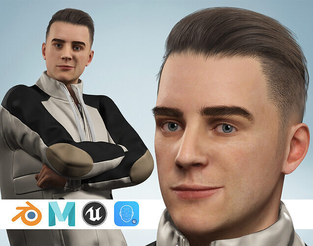 Handsome Modern Realistic Young Man 3D Rigged Low-poly 3D model