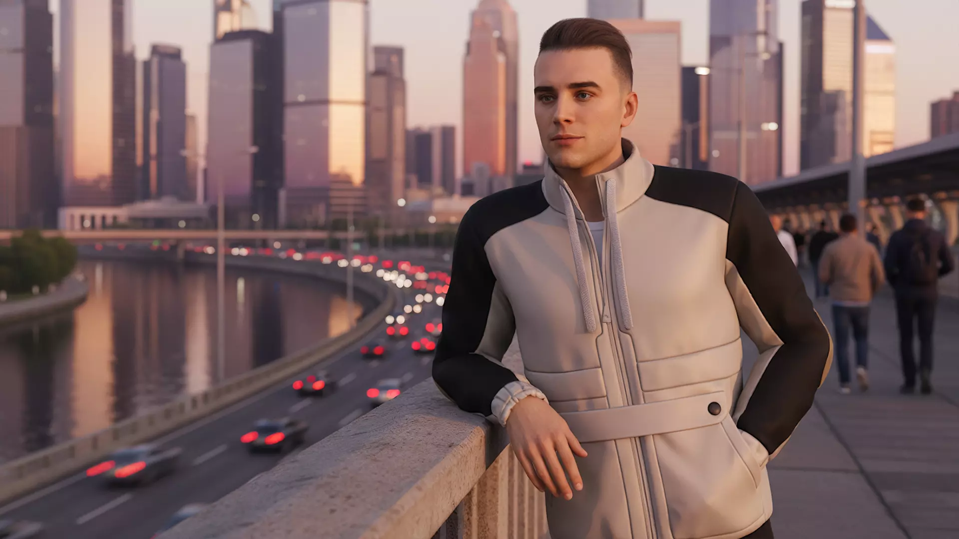 Handsome Modern Realistic Young Man 3D Rigged Low-poly 3D model_3