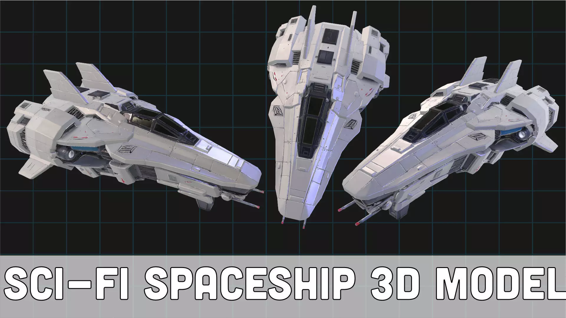 SciFi Spaceship Futuristic Space Fighter Jet 3D model_0