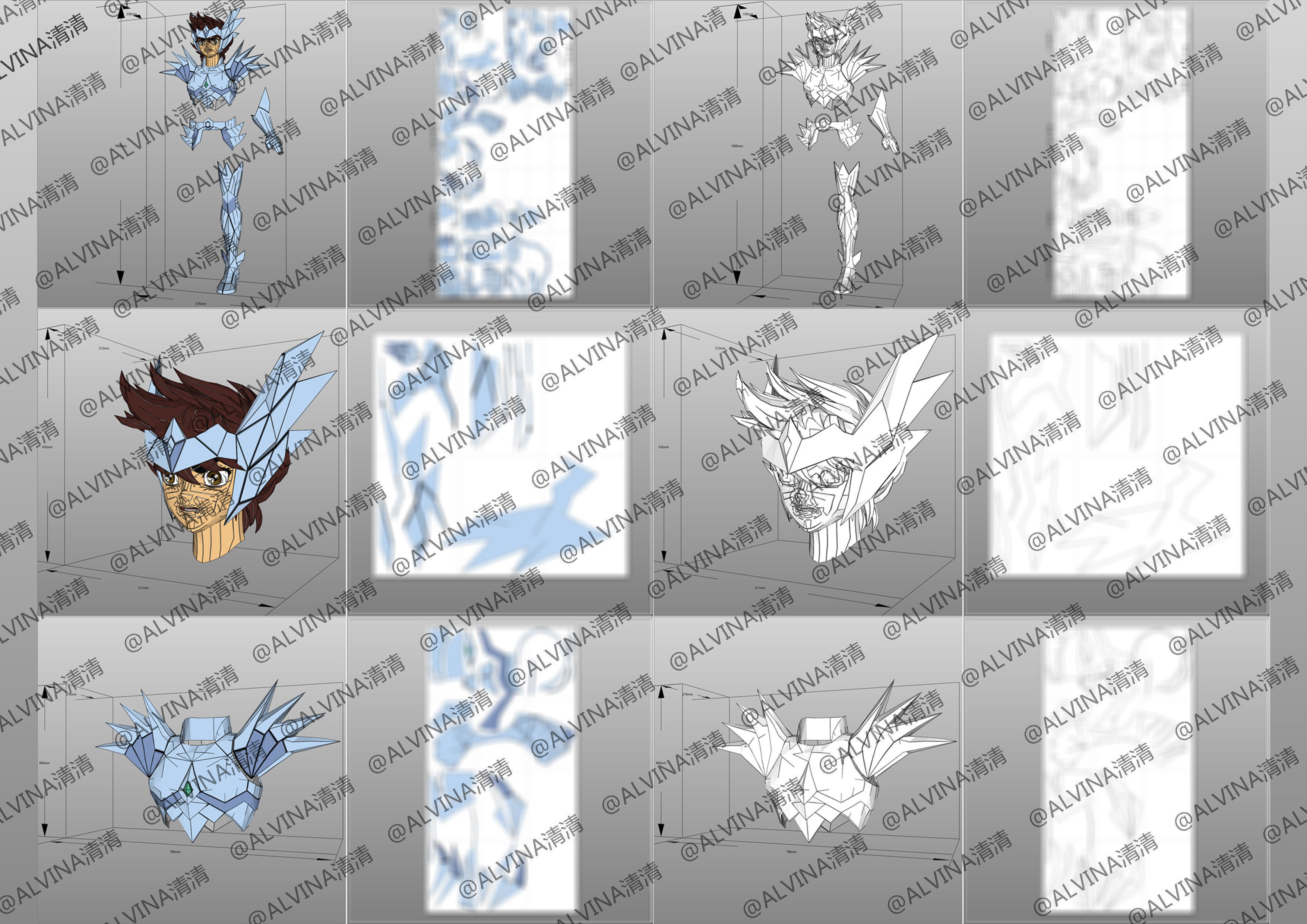 Saint Seiya Odin Armor - DIY Cosplay Pepakura Foam Template Low-poly 3D model_6