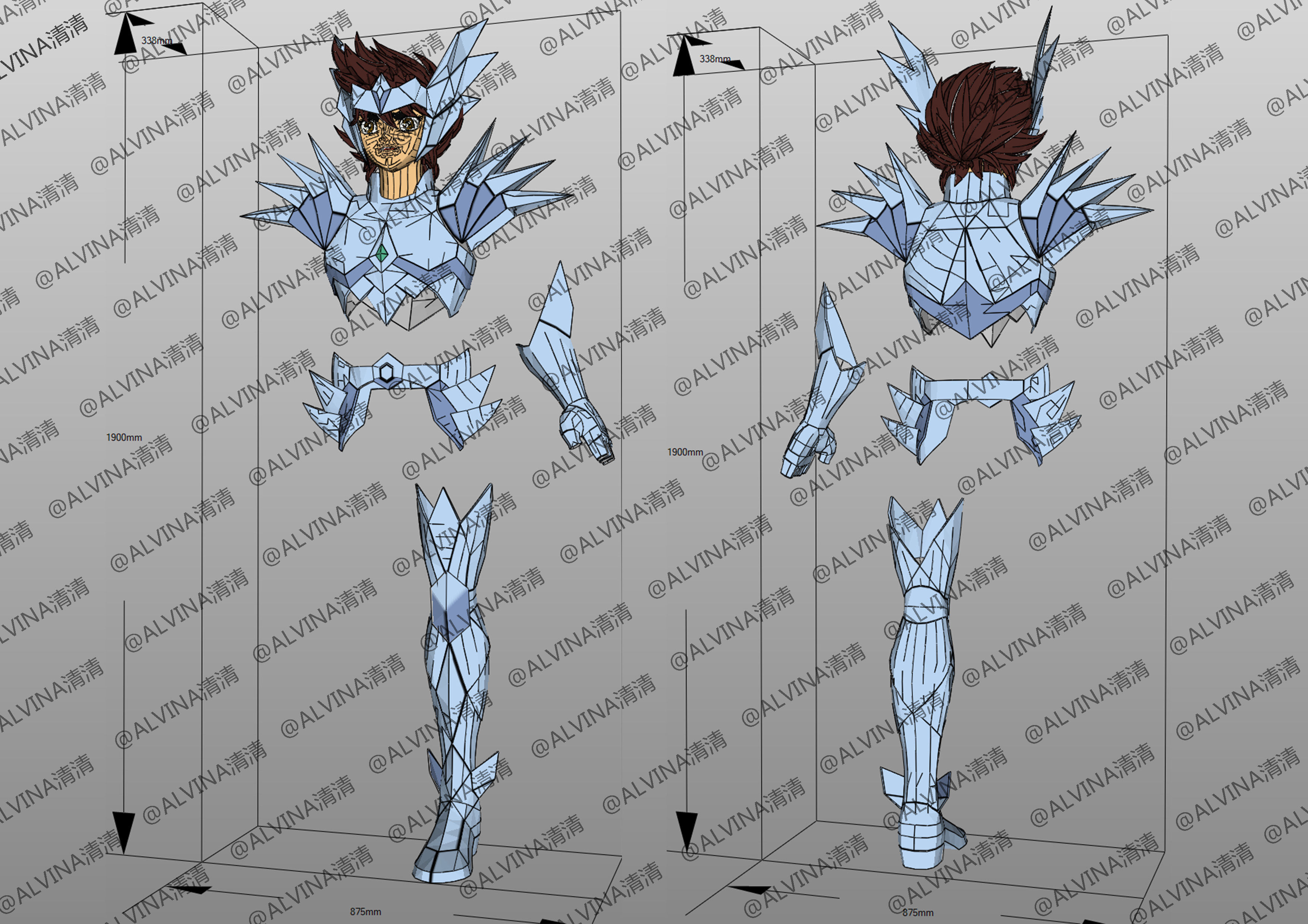 Saint Seiya Odin Armor - DIY Cosplay Pepakura Foam Template Low-poly 3D model_3