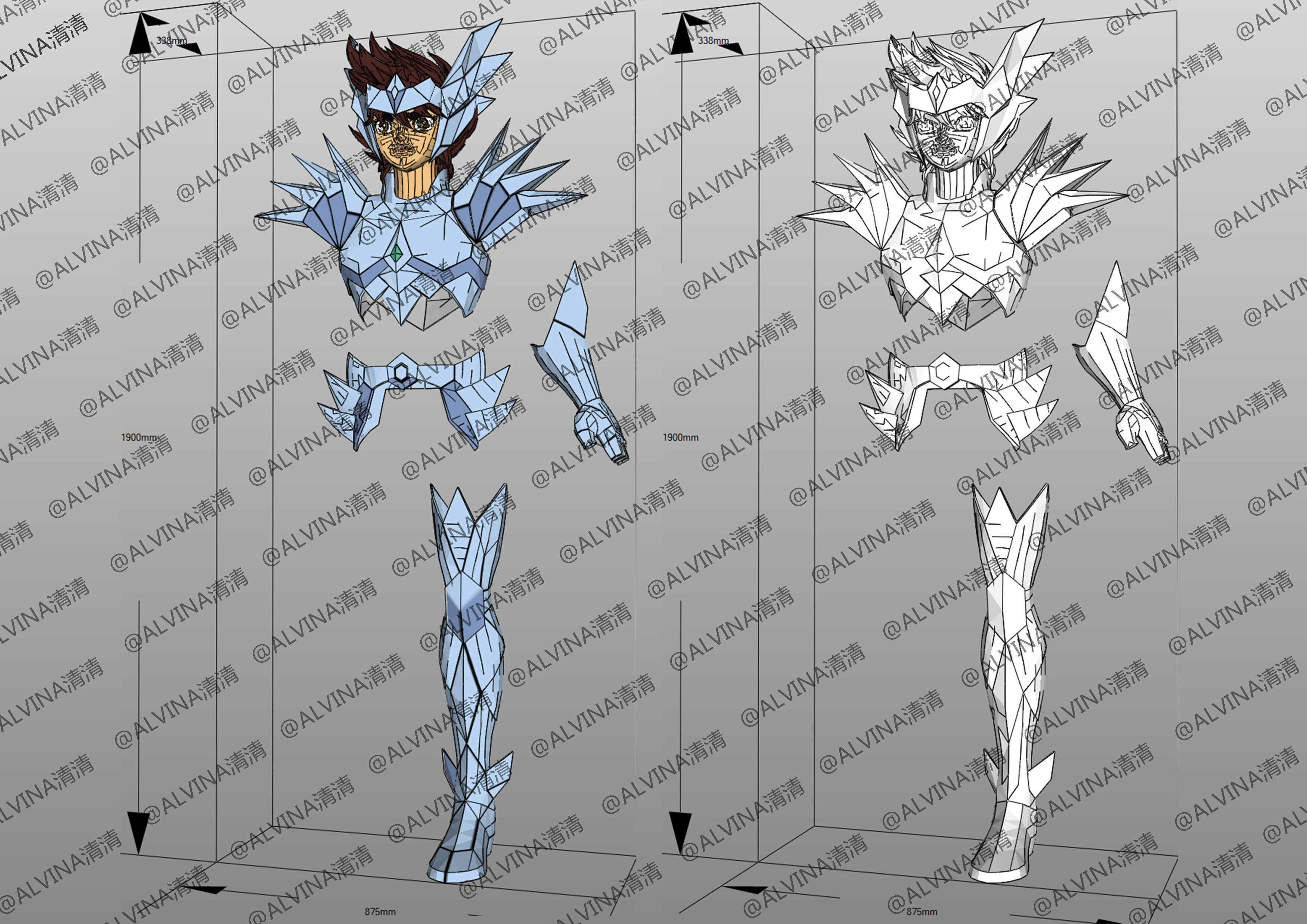 Saint Seiya Odin Armor - DIY Cosplay Pepakura Foam Template Low-poly 3D model_4