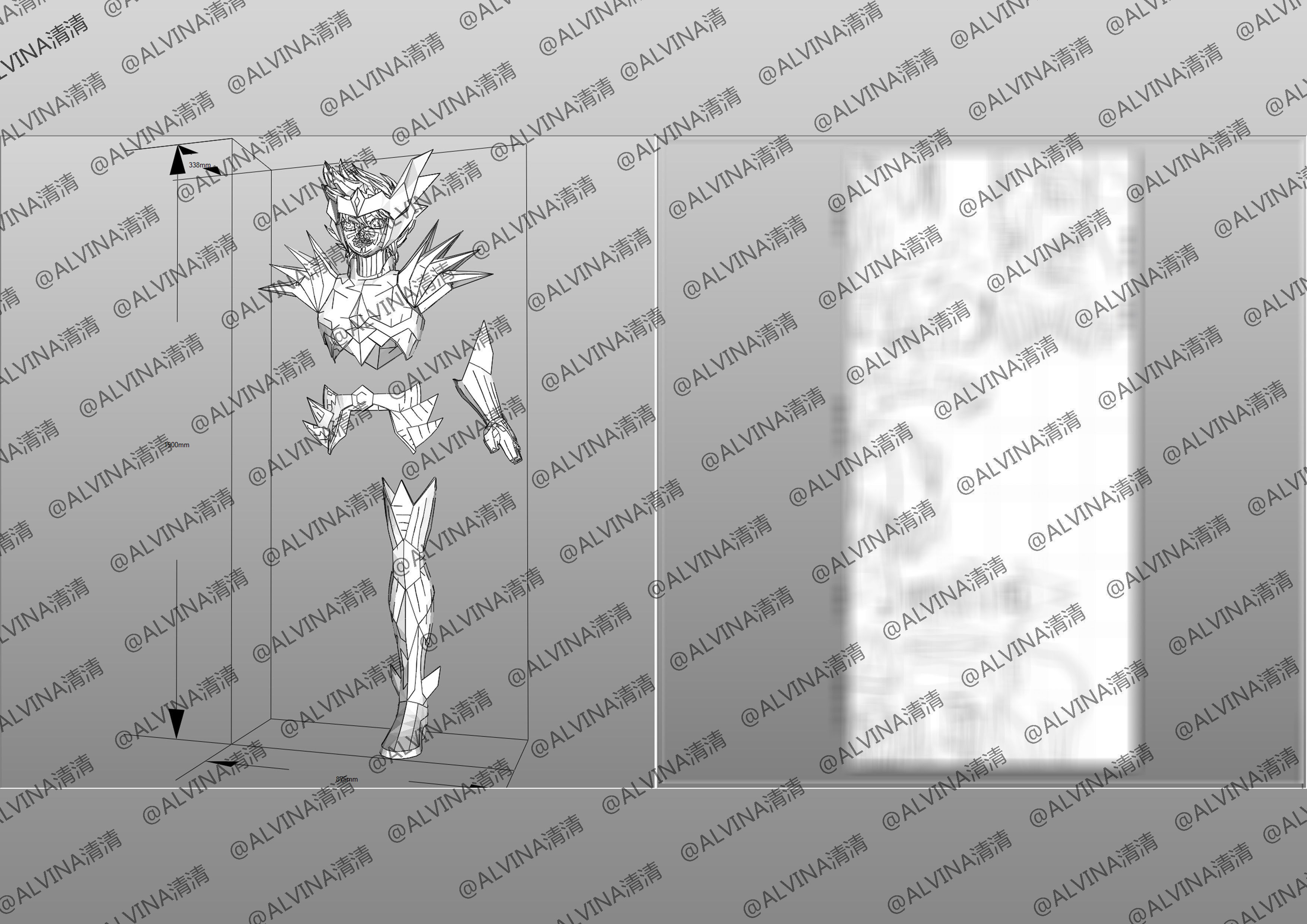 Saint Seiya Odin Armor - DIY Cosplay Pepakura Foam Template Low-poly 3D model_10