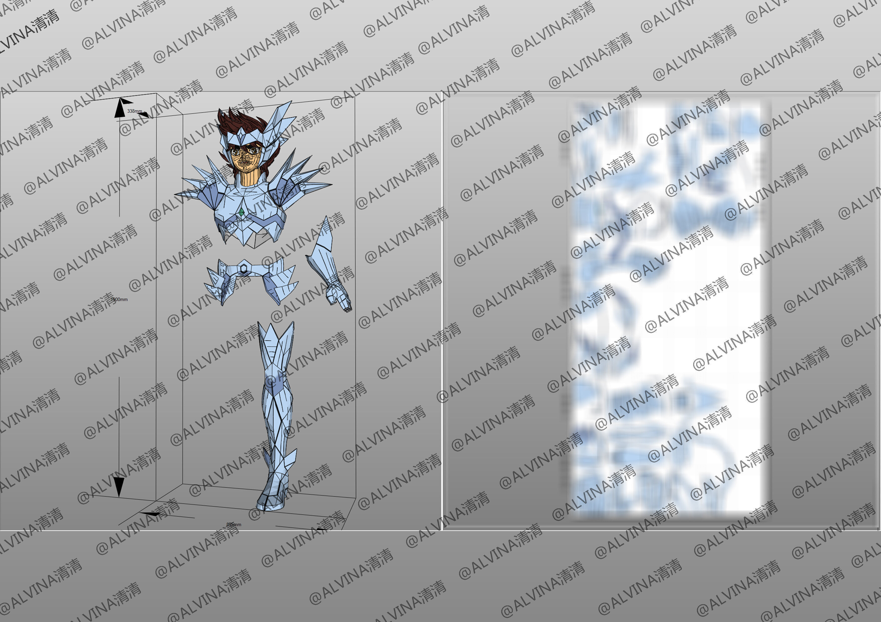 Saint Seiya Odin Armor - DIY Cosplay Pepakura Foam Template Low-poly 3D model_9