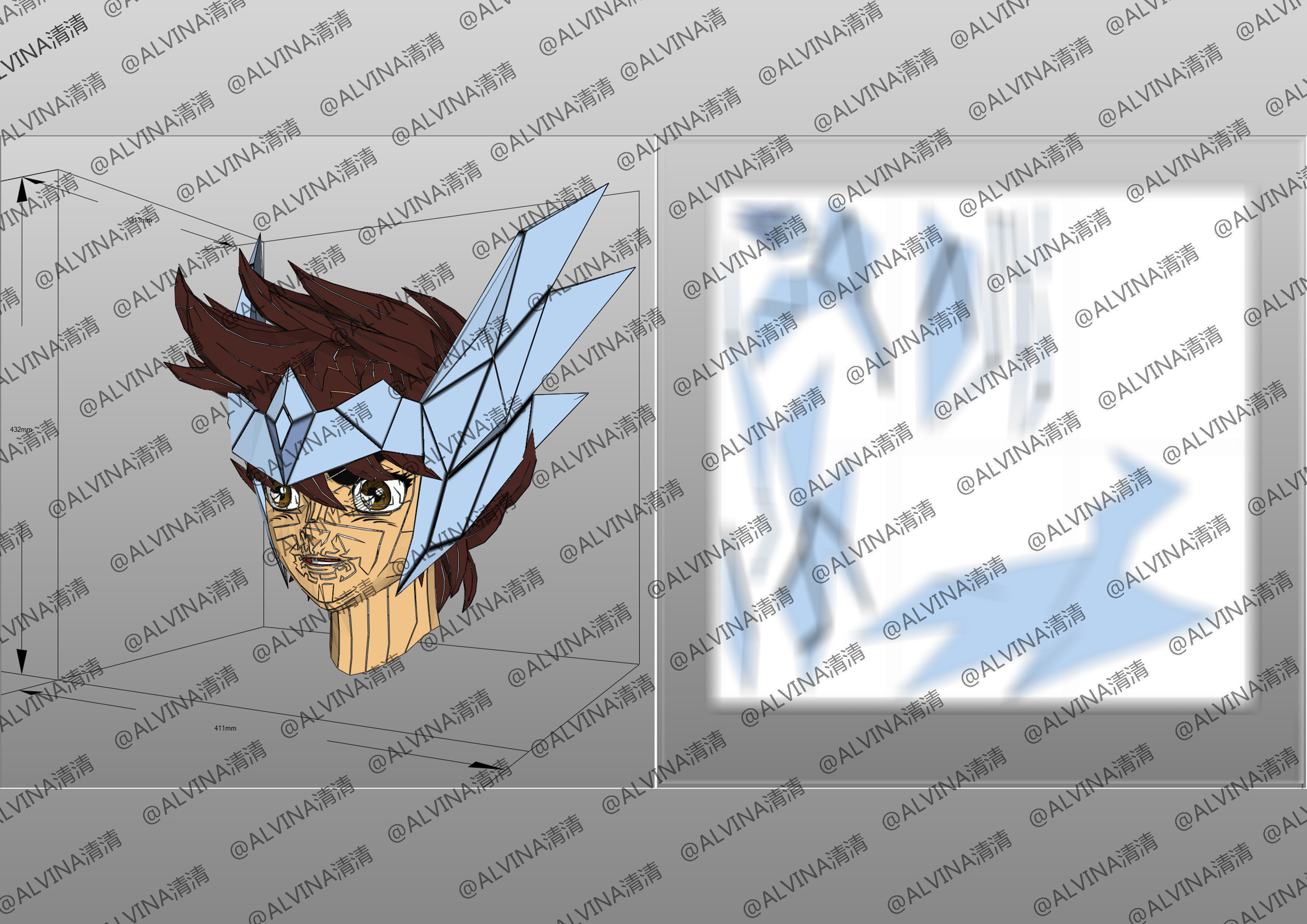 Saint Seiya Odin Armor - DIY Cosplay Pepakura Foam Template Low-poly 3D model_11