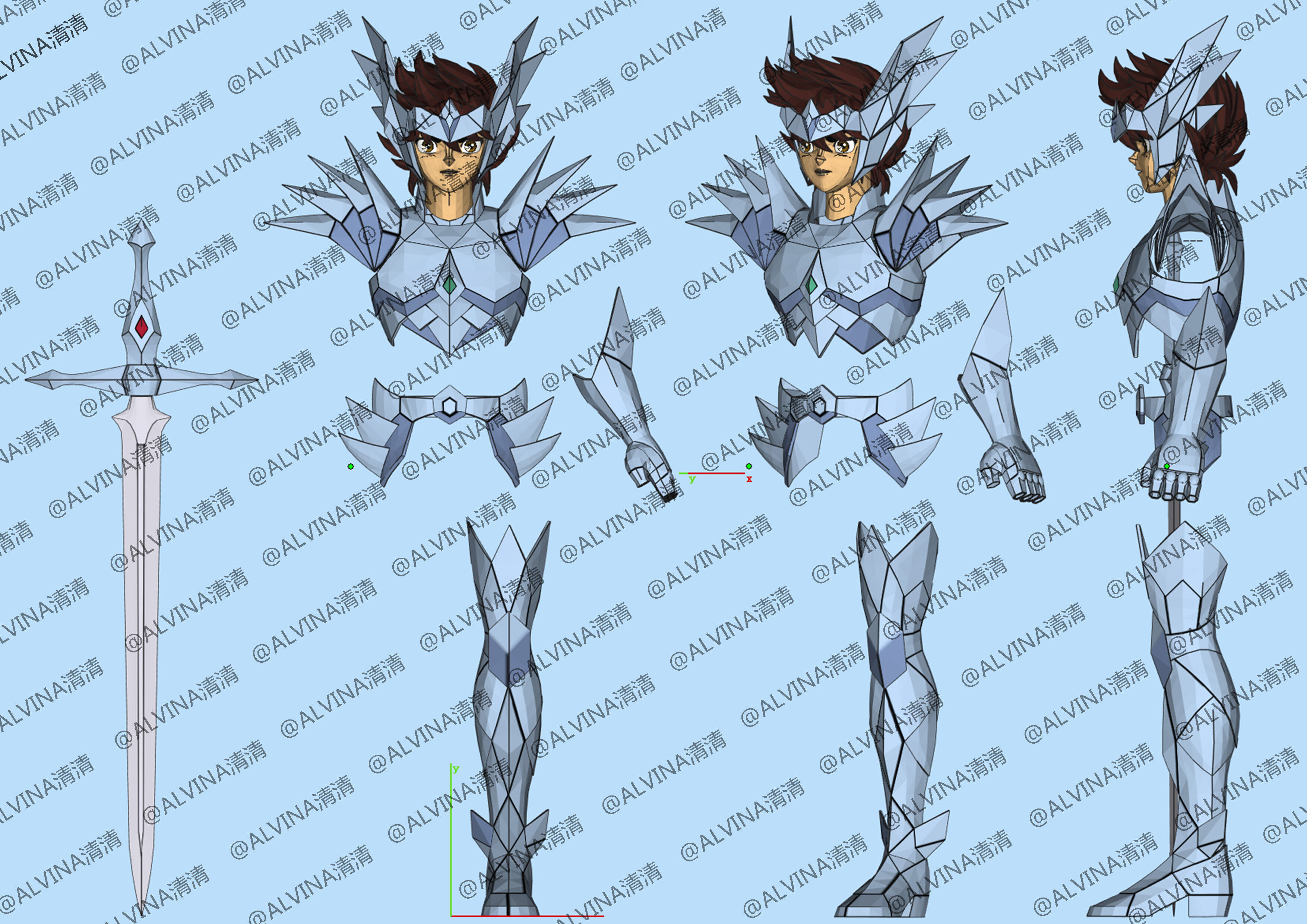 Saint Seiya Odin Armor - DIY Cosplay Pepakura Foam Template Low-poly 3D model_2