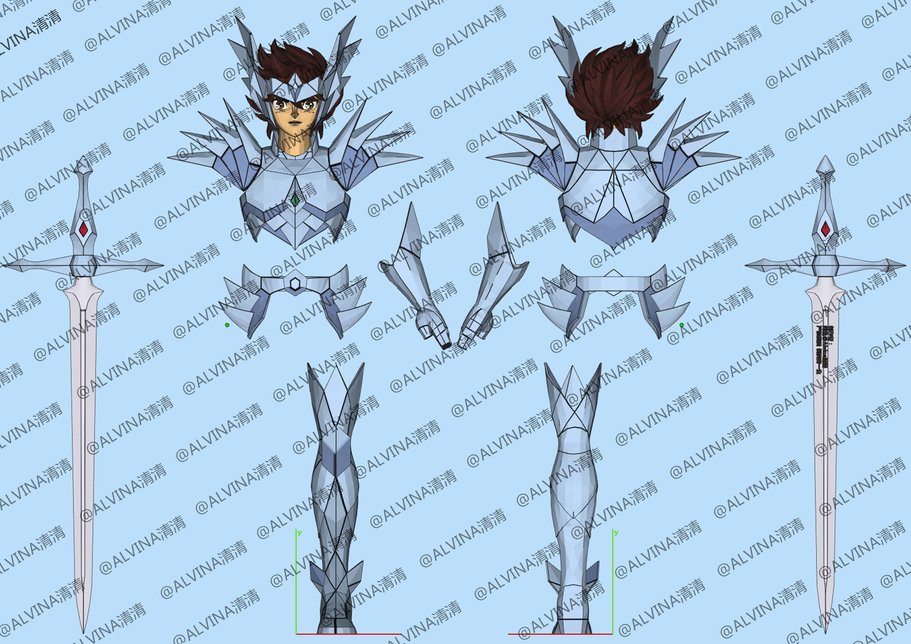 Saint Seiya Odin Armor - DIY Cosplay Pepakura Foam Template Low-poly 3D model_1