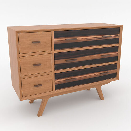 Mid-Century Modern Dresser 100 Oslo Low-poly 3D model