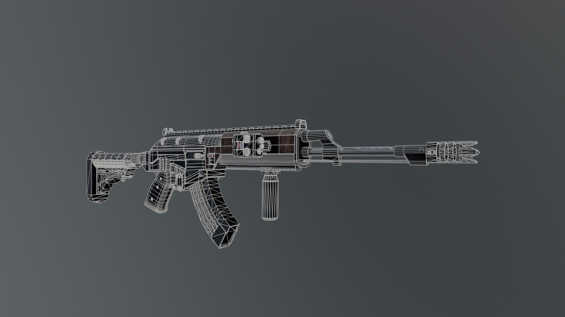ak-47 futuristic game ready Low-poly 3D model_5