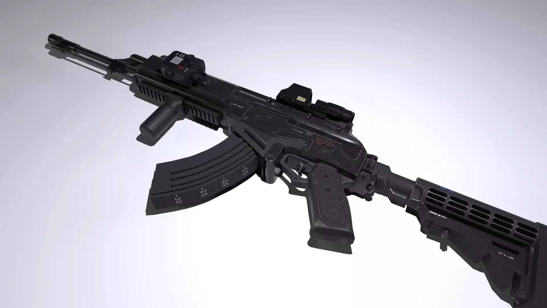 ak-47 futuristic game ready Low-poly 3D model_0