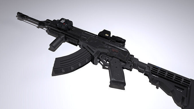 ak-47 futuristic game ready Low-poly 3D model