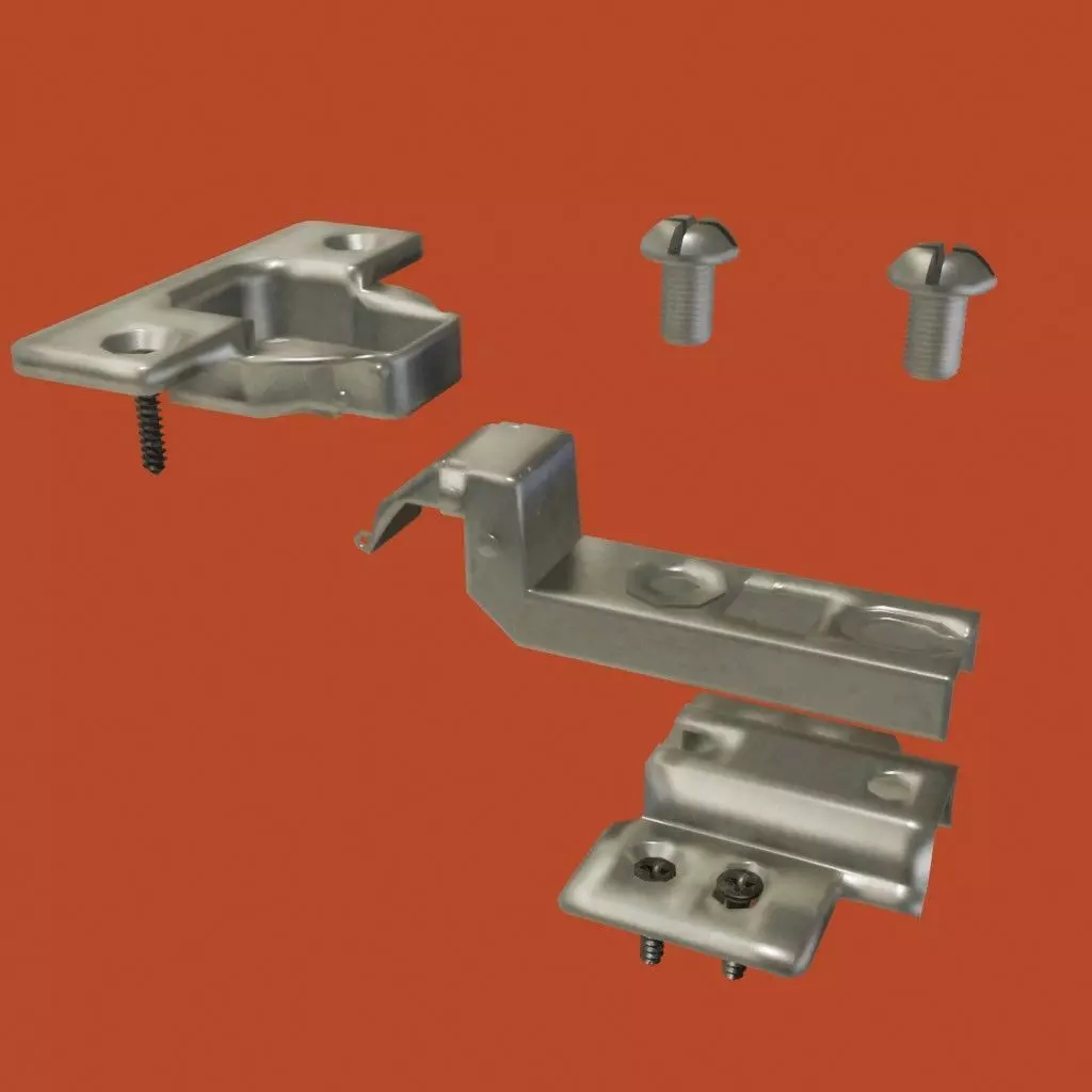 One way detachable interior hinge with screws 3D model