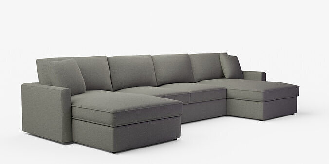 Lounge 3-Piece U-Shaped Sectional Sofa with Storage Chaise 3D model
