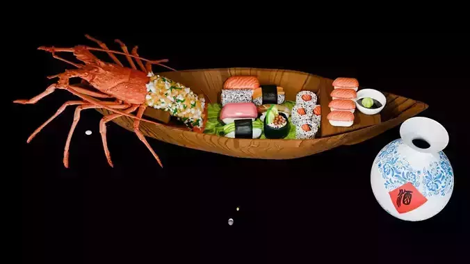 Asian food lobster sushi boat combo