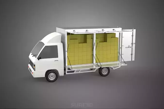 PACKAGE COURIER BOX DELIVERY TRUCK FREIGHT SHIPPING CARGO CAR