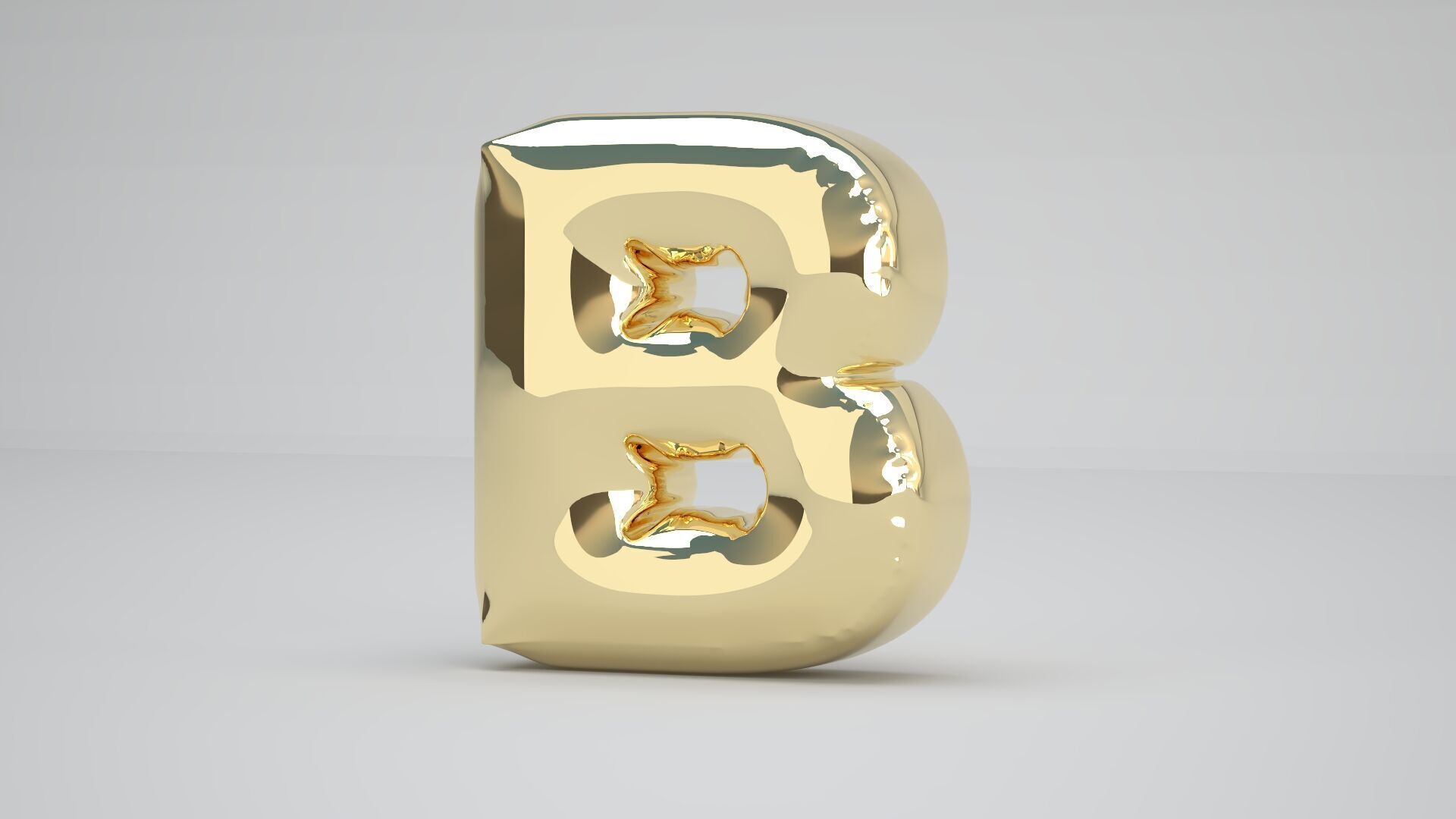 Gold B Balloon 3D model_1