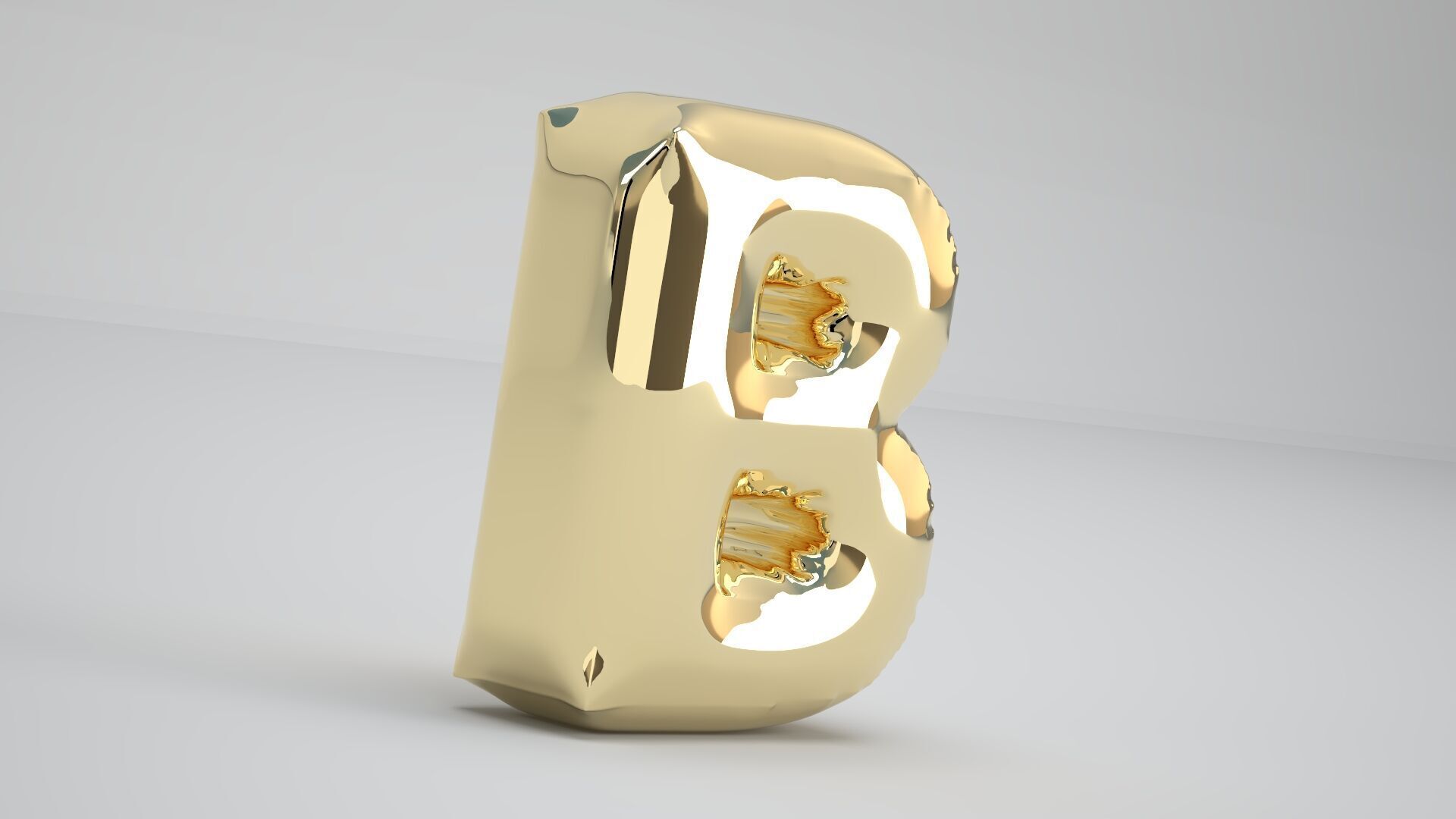 Gold B Balloon 3D model_4