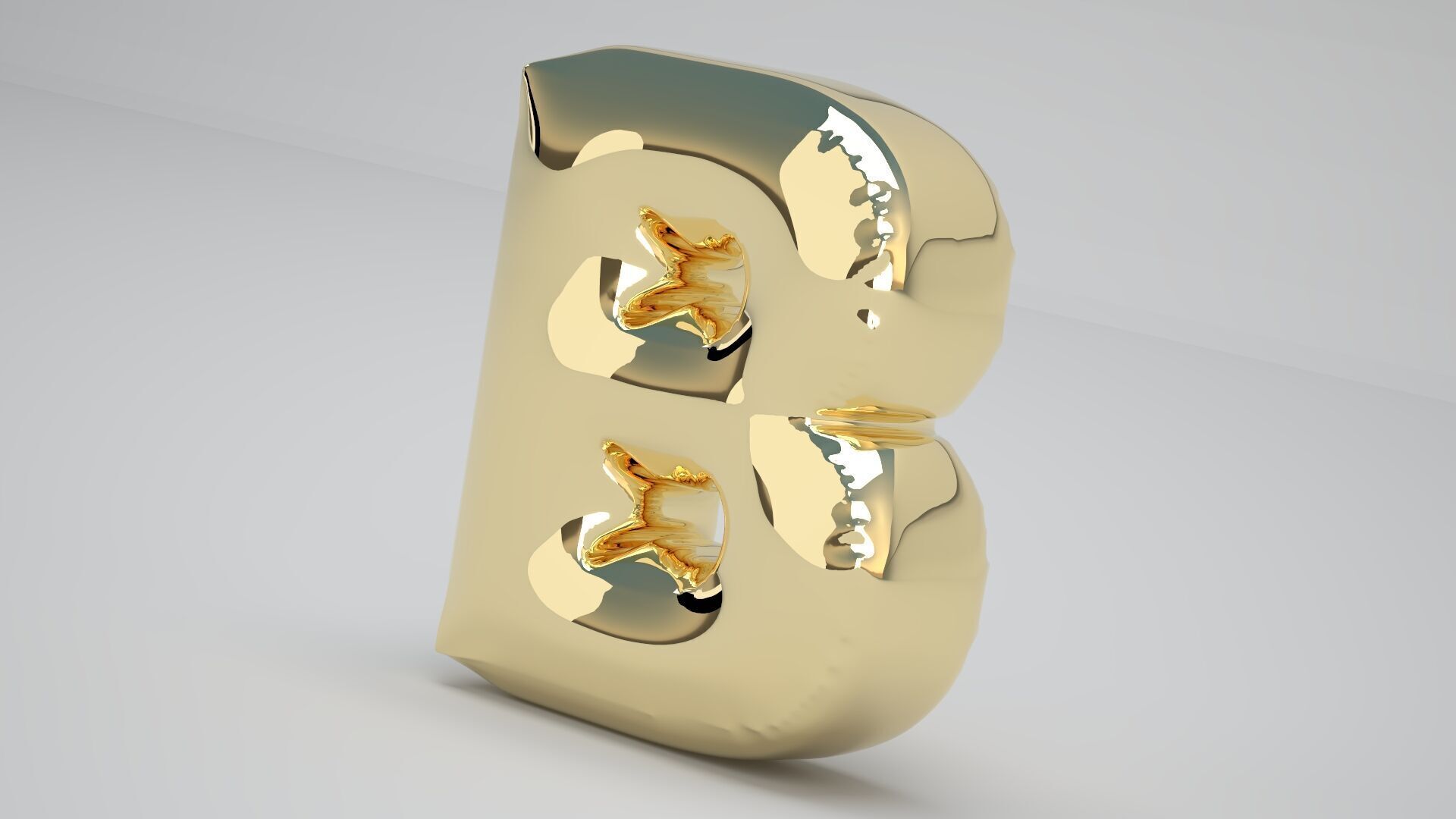 Gold B Balloon 3D model_3