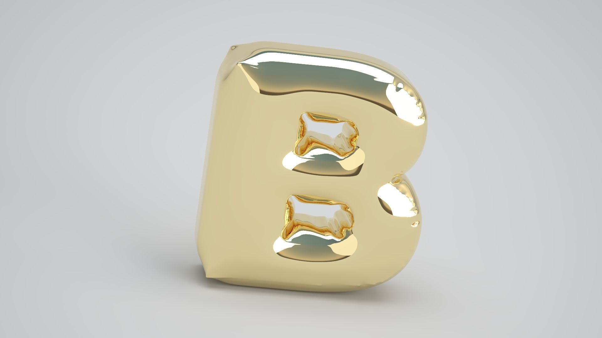Gold B Balloon 3D model_2