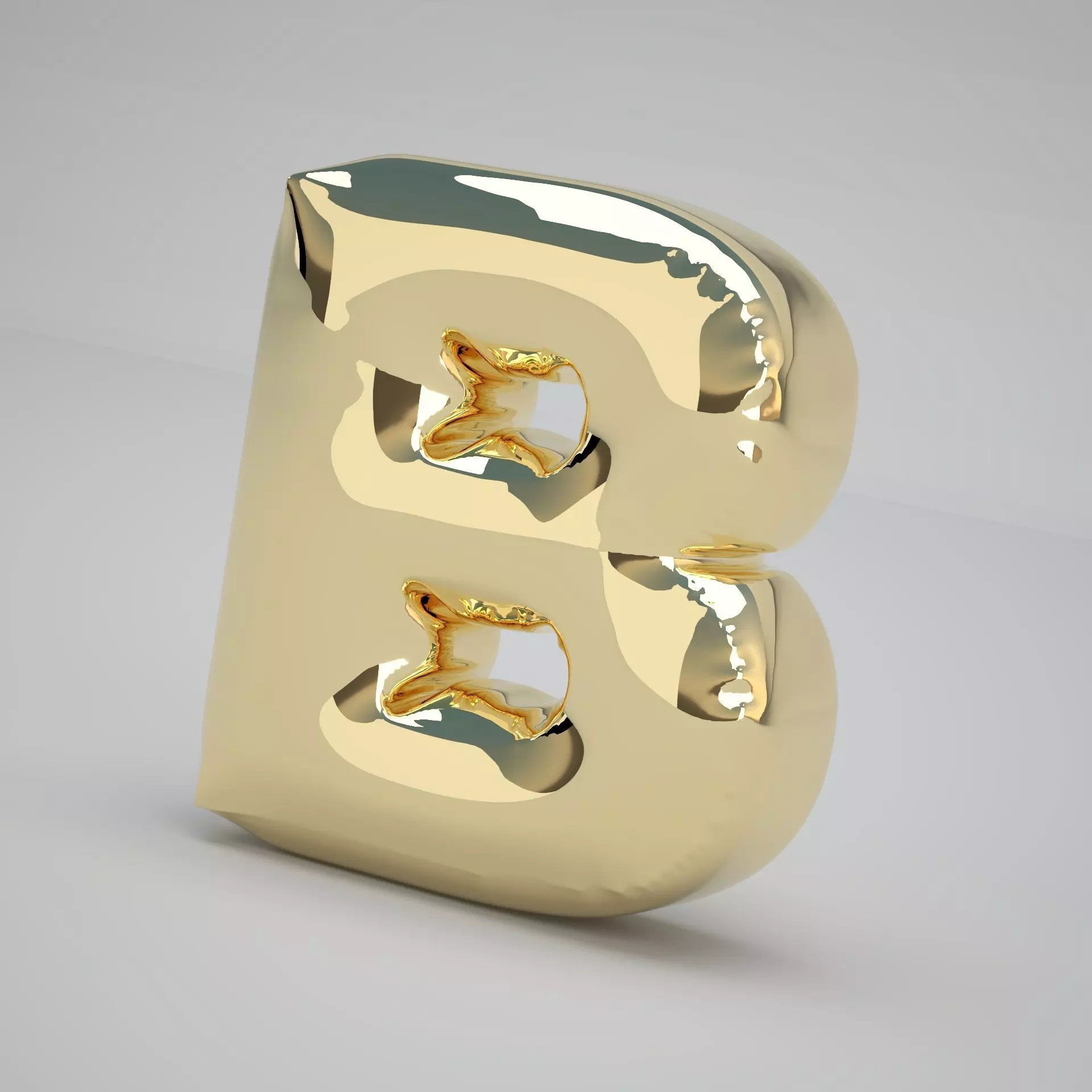 Gold B Balloon 3D model_0