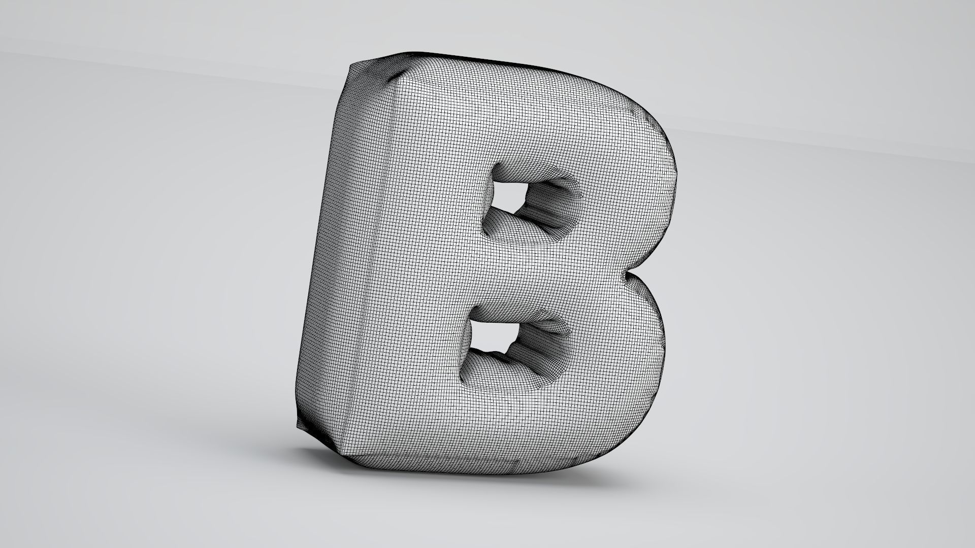 Gold B Balloon 3D model_9