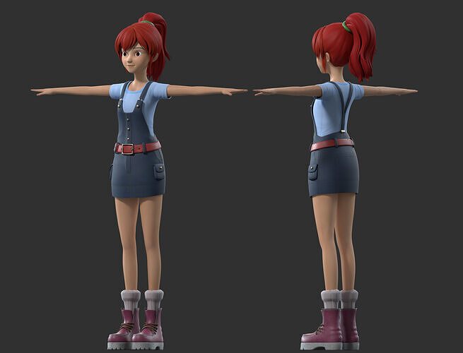 cartoon girl student 3D model