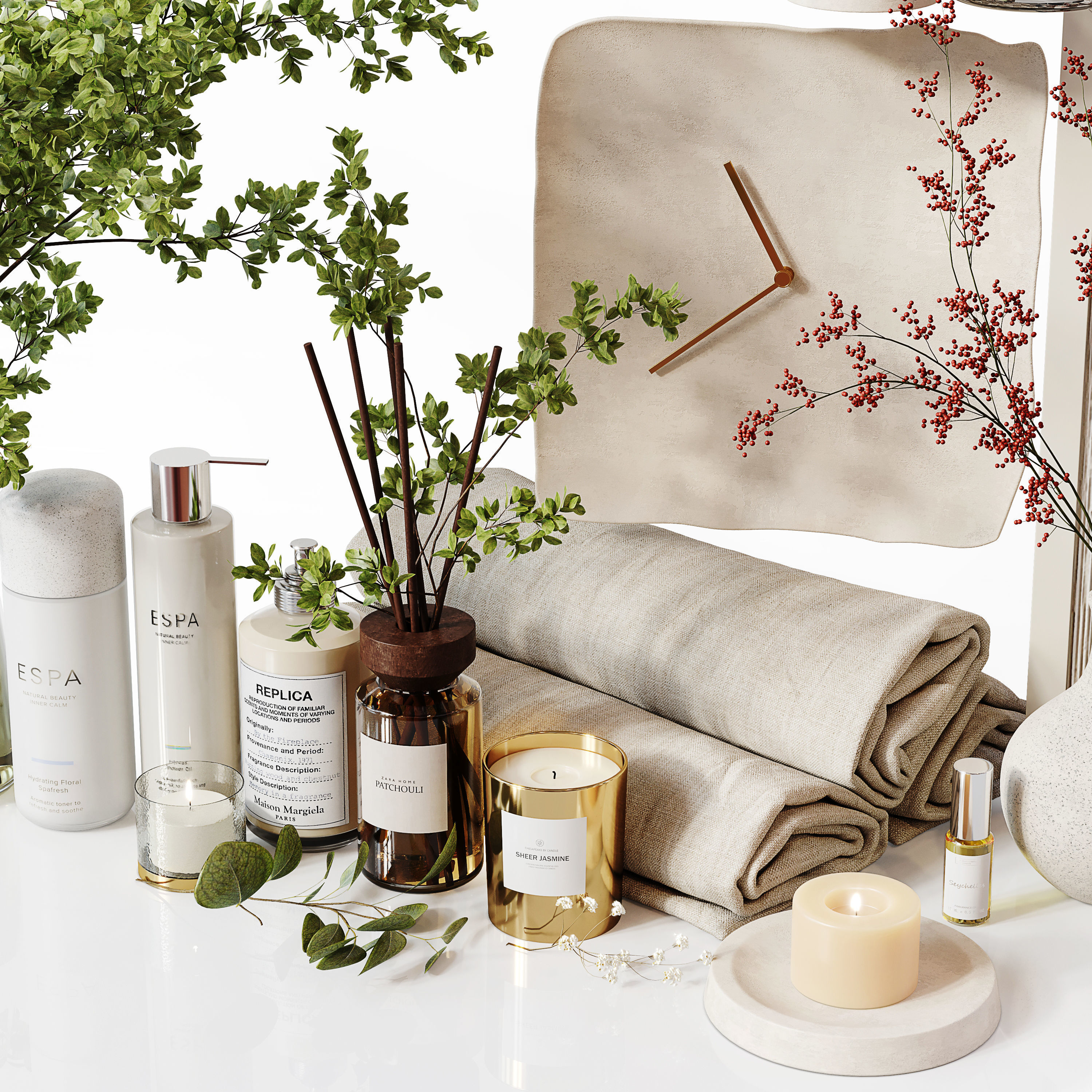 Bathroom Decor Set 33 Low-poly 3D model_11