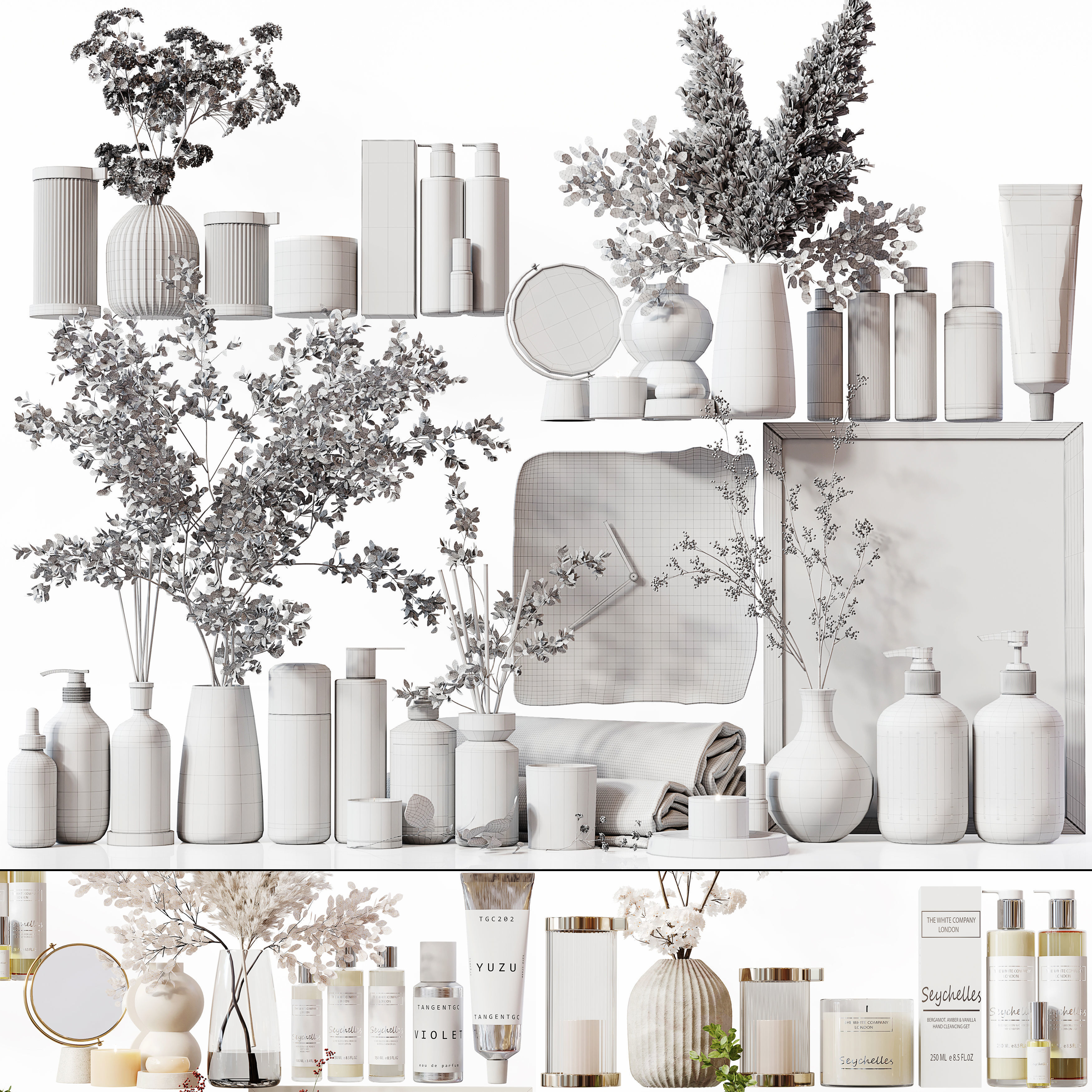 Bathroom Decor Set 33 Low-poly 3D model_6