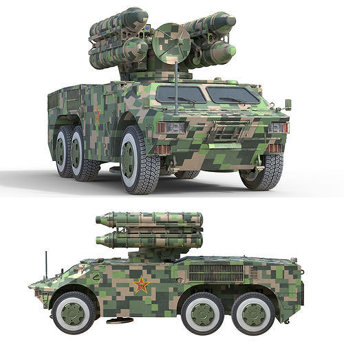 HQ-7B Chinese Air Defense Missile System  Low-poly 3D model