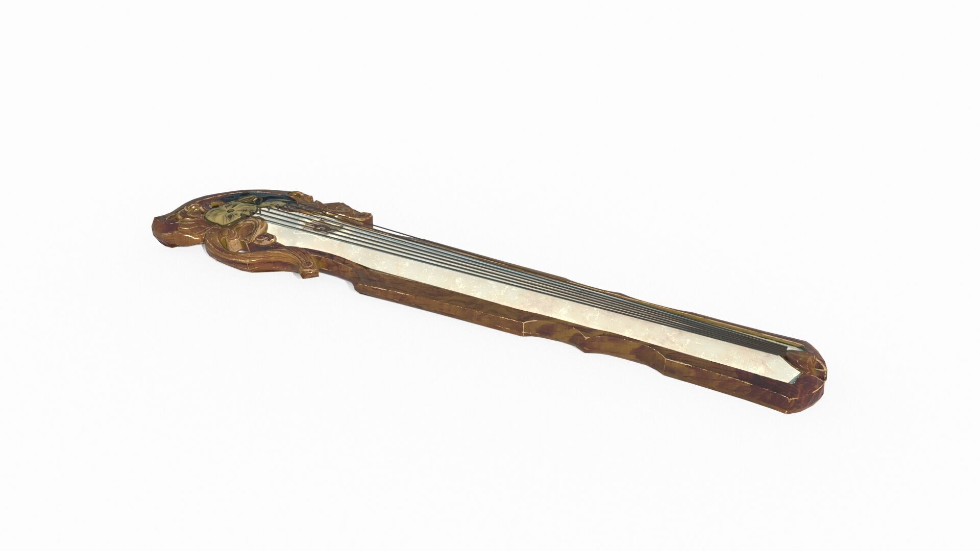 Ancient Asian Guqin 3D model_1