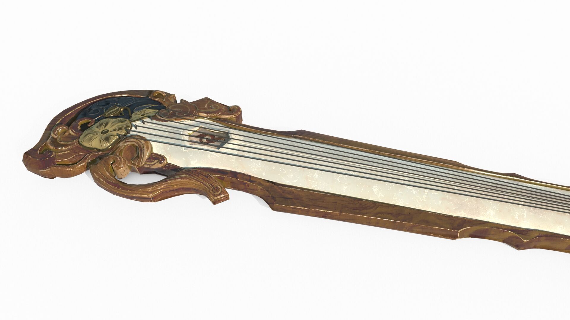 Ancient Asian Guqin 3D model_4