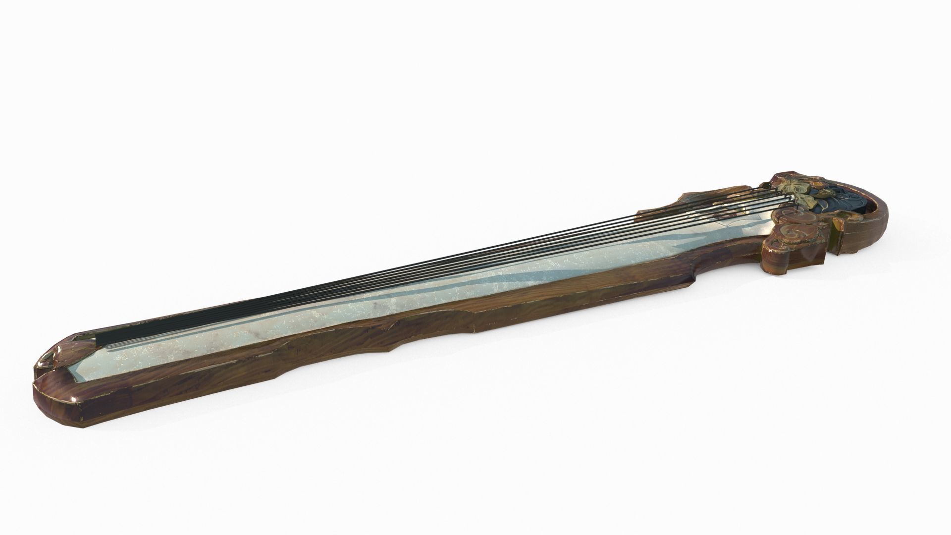 Ancient Asian Guqin 3D model_2