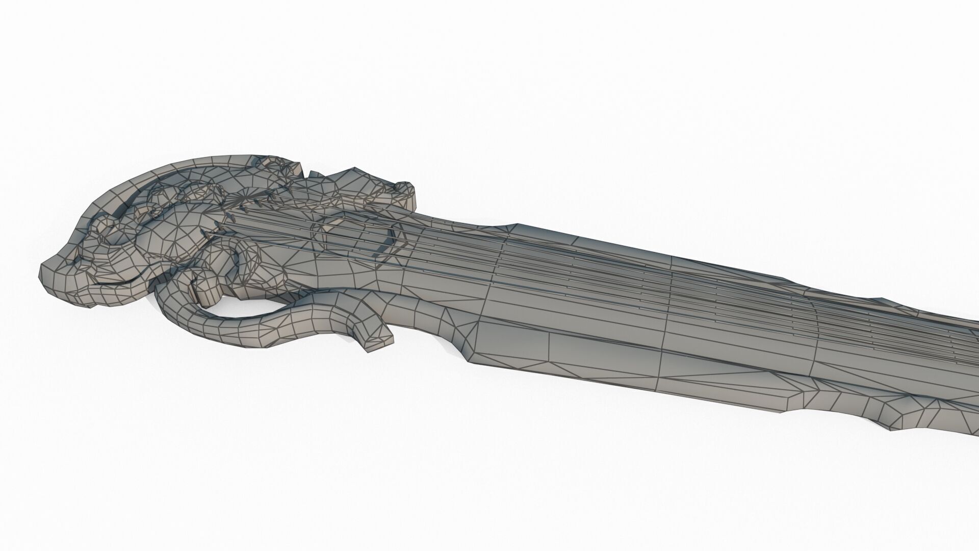 Ancient Asian Guqin 3D model_5