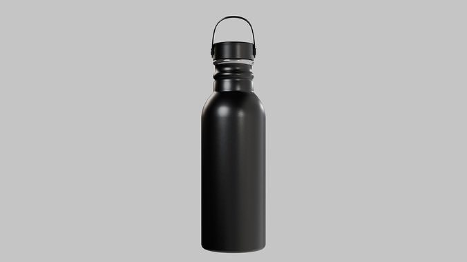 Matte Black Water Bottle for Product Mockups Low-poly 3D model