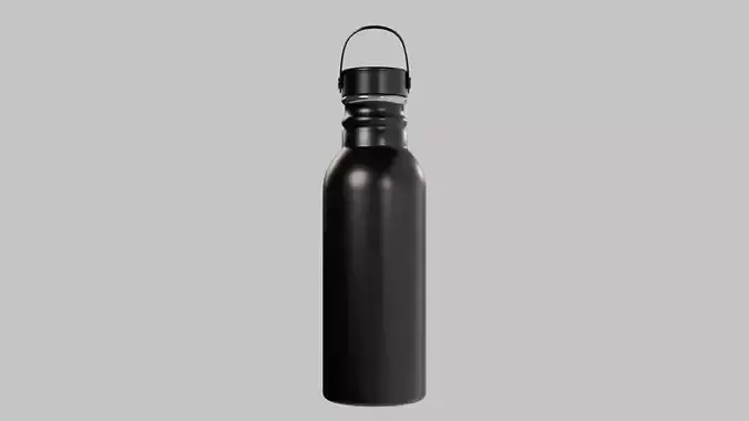 Matte Black Water Bottle for Product Mockups