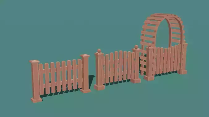 Stylized Fence Lowpoly Low-poly 3D model