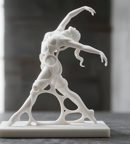 Abstract Female dancer with Circular Voids in Graceful Pose 3D print model