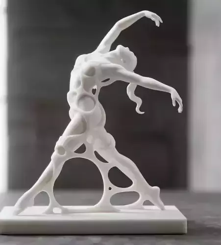 Abstract Female dancer with Circular Voids in Graceful Pose 3D print model