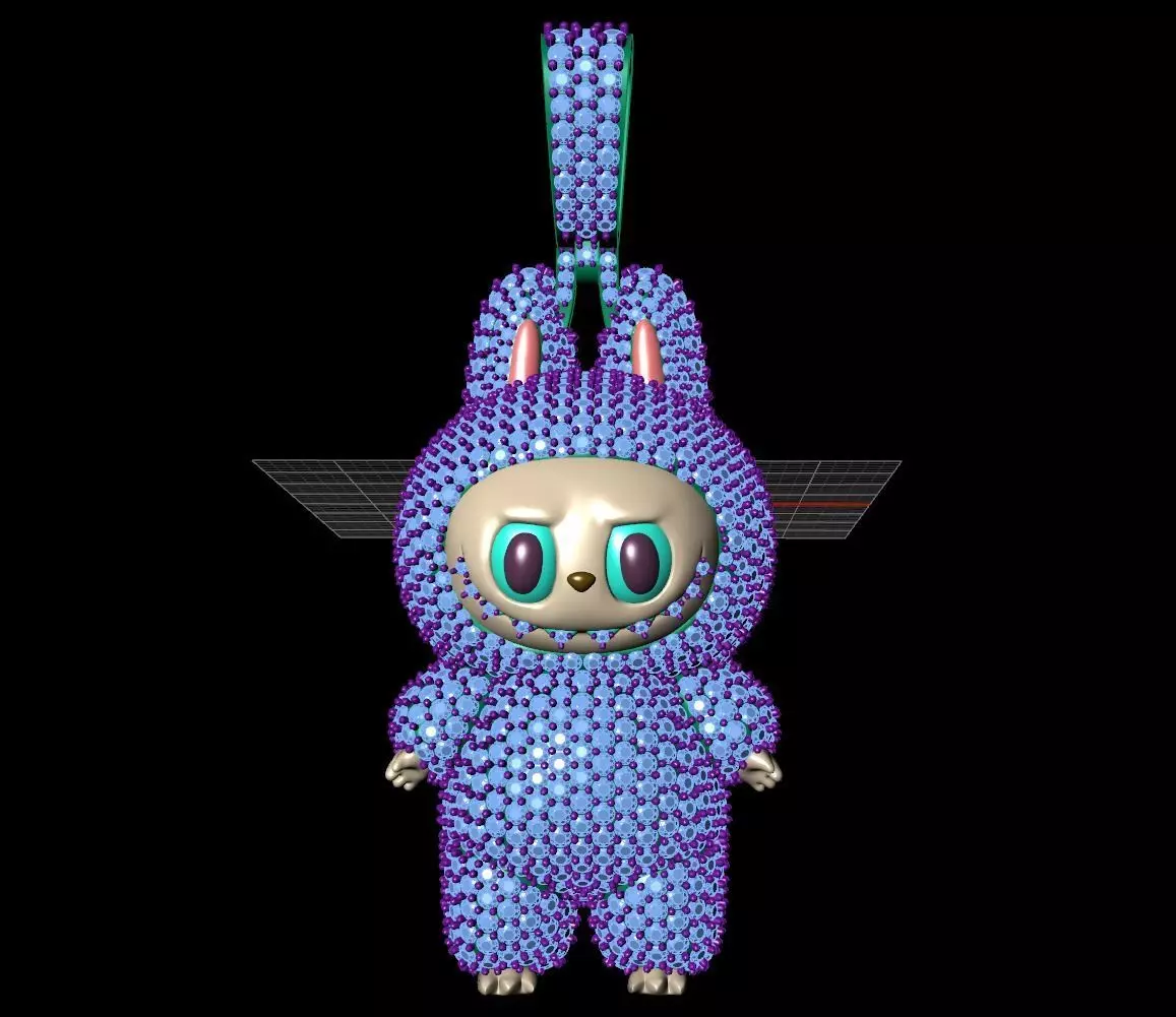 LABUBU GOLD HOLLOW PENDANT JEWELLERY 3D print model