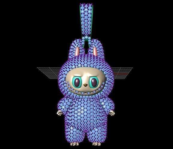 LABUBU TRENDING 3D GOLD HOLLOW PENDANT JEWELLERY 3D print model