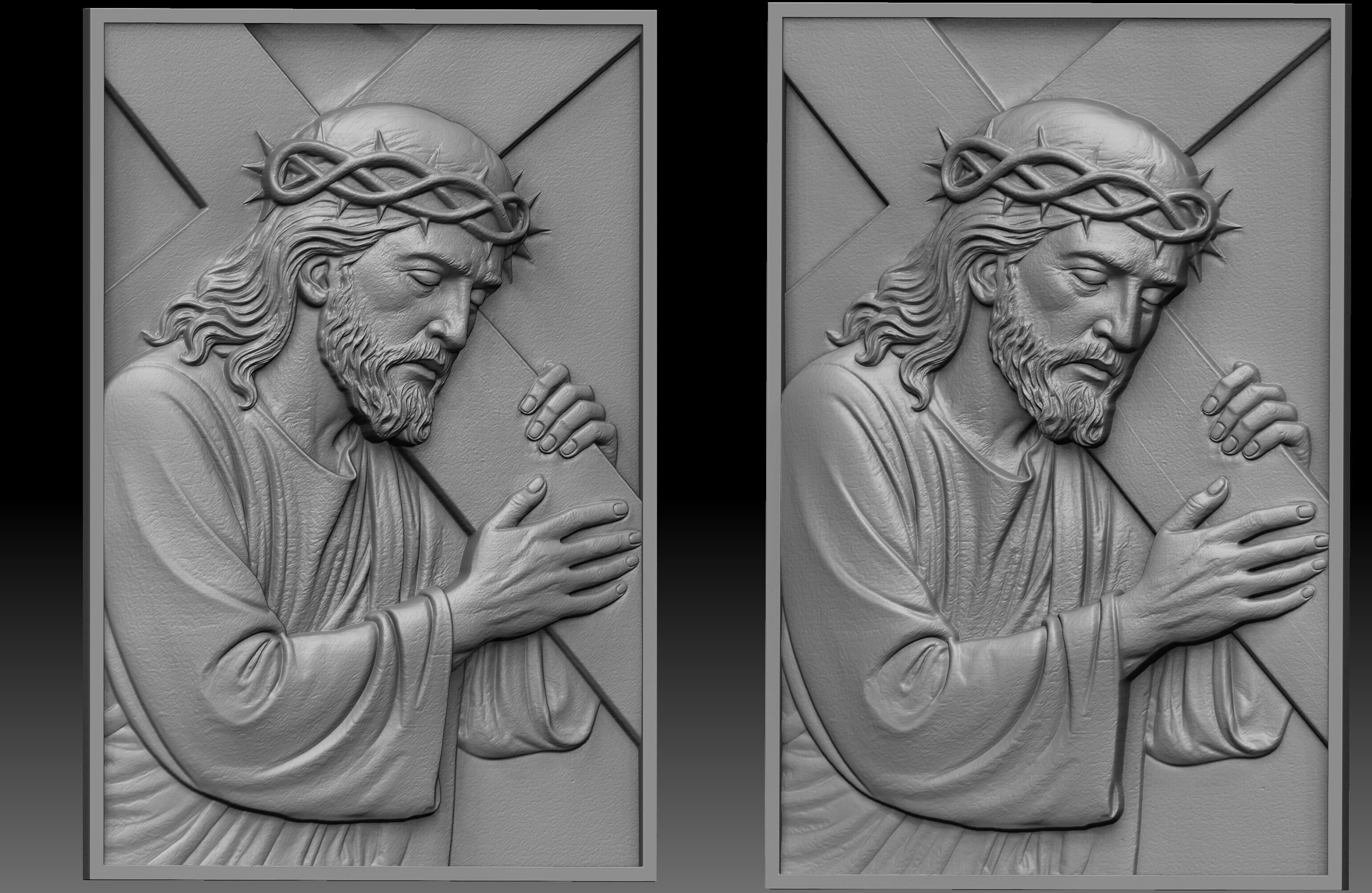 Jesus Carrying The Cross Relief 3D print model_1