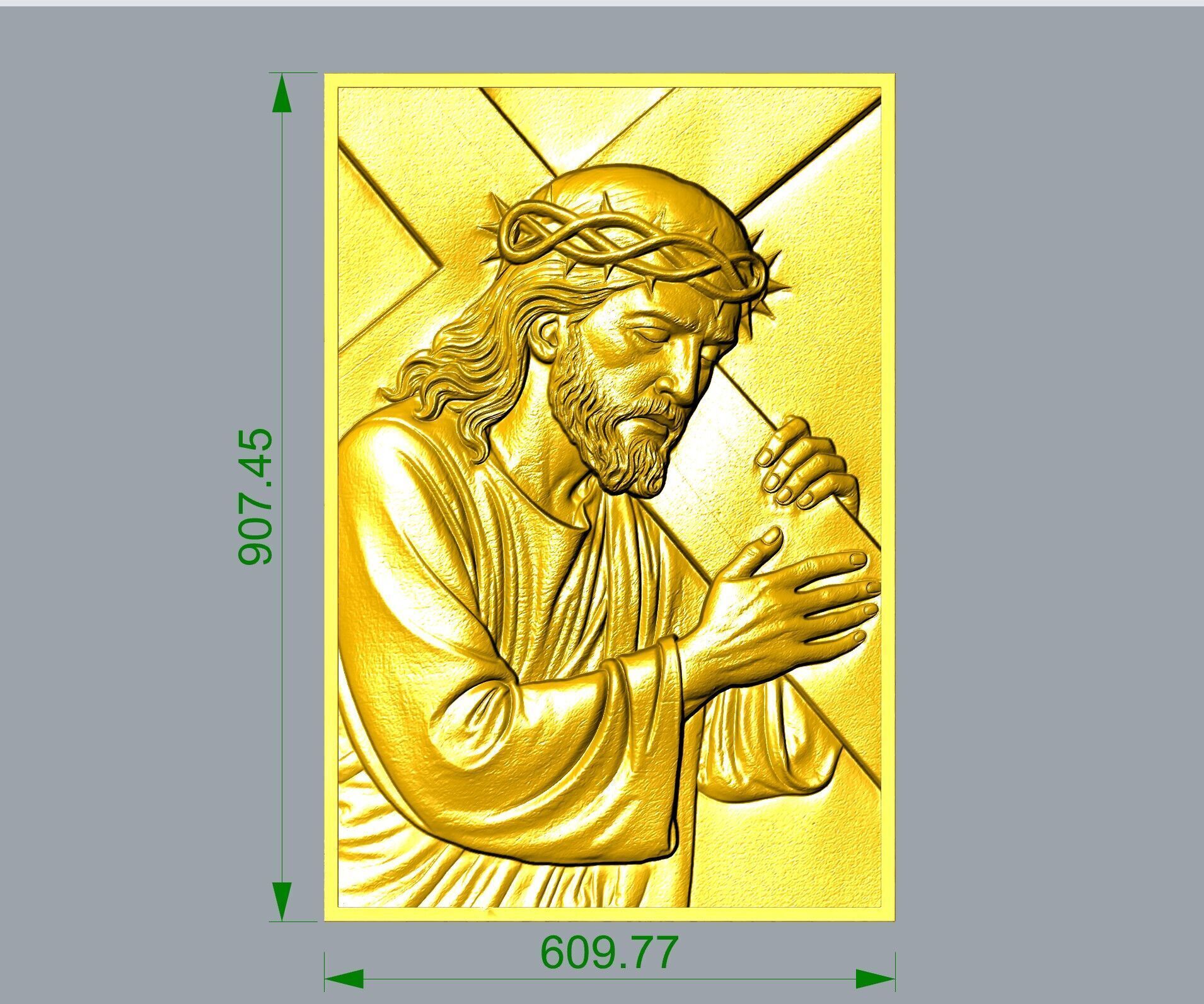 Jesus Carrying The Cross Relief 3D print model_3