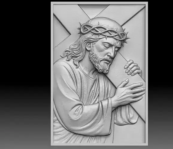 Jesus Carrying The Cross Relief 3D print model